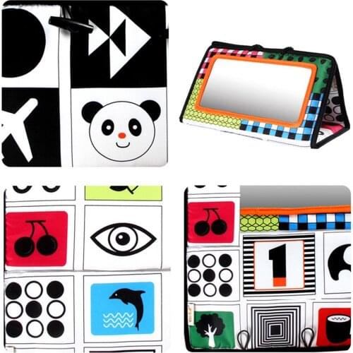 0~12 Months Baby Mirror Toy Black And White Baby Teether Toys Mirror Infant Stroller Hanging Newborn Educational Toy Baby Cloth