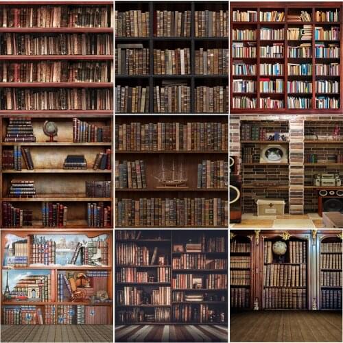 Photography Backdrops Old Wood Bookshelf Book for Library Study Child Portrait Photographic Background Photo Studio Photocall