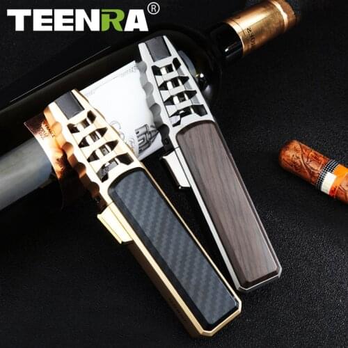 TEENRA Torch Turbo Lighter Flame Cigar Lighter Gun Jet Windproof Refillable Gas Lighter Butane Tube Kitchen Outdoor BBQ Tools