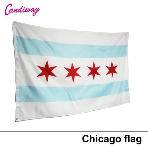 City Chicago Flag Illinois Banner Windy City Pennant 3x5 Feet Indoor Outdoor 4 star flag