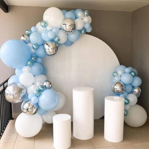 144pcs Blue Silver Macaron Metal Balloon Garland Arch Event Party Foil Balons Weding Baby Shower Birthday Party Decor Kids Adult