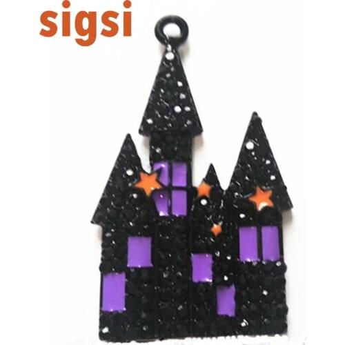 Fashion customized crystal rhinestone Magic castle pendant/charm for diy necklace