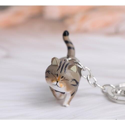 Fashion Cute Cartoon Cat Pendant Key Rings Kitten Cat Key Chain Shake Head Car Bag Keychains Creative Car Gift