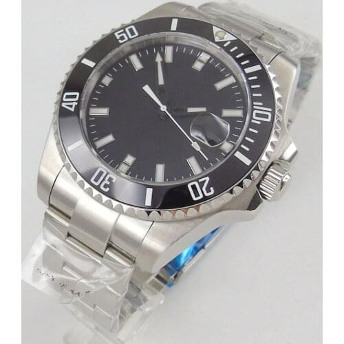 43mm mens watch black dial Luminous white marks and hand Miyota 8215 Automatic movement wrist watch