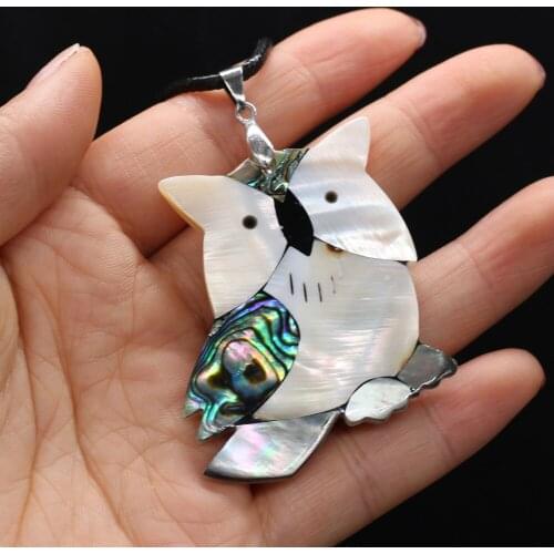 Natural Shell Necklace With Owl-Shaped Pendant Leather Cord 2MM Charms For Elegant Women Love Romantic Gift