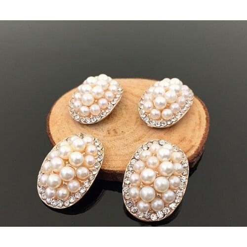 2016New 50Pcs Ellipse Oval Pearl Arc Rhinestones Flatback Button for DIY Hair Accessories HZ189