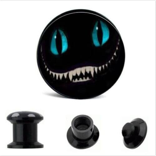 Factory wholesale mix 8 sizes UV acrylic serious kitten image ear plug ear expander body jewelry 4-16mm