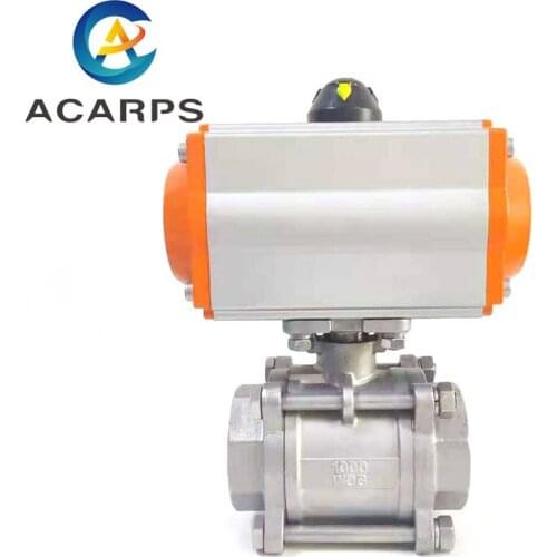 1/4" Three Piece High Platform Pneumatic Ball Valve Stainless Steel Pneumatic Ball Valve Q614F-16P Double Acting Cylinder