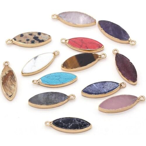 Natural Stone Pendants Rose Quartzs Turquoises Charms for DIY Jewelry Making Bracelet Necklace Size 10x30mm