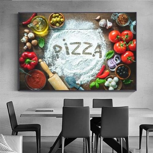 Modern Kitchen Painting Art Wall Pictures Pizza Painting Food Art Print Picture Seasoning Poster and Print for Living Room Decor