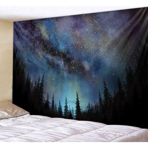 Mysterious forest wall hanging mandala tapestry starry sky yoga mat sleeping pad polyester bohemian psychedelic decoration