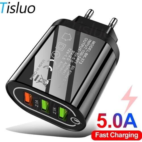 Tisluo 5A USB Charger Quick Charge 4 Ports EU US Tablet Wall Mobile Phone Adapter for iPhone 11 XS Samsung Xiaomi Fast Charging