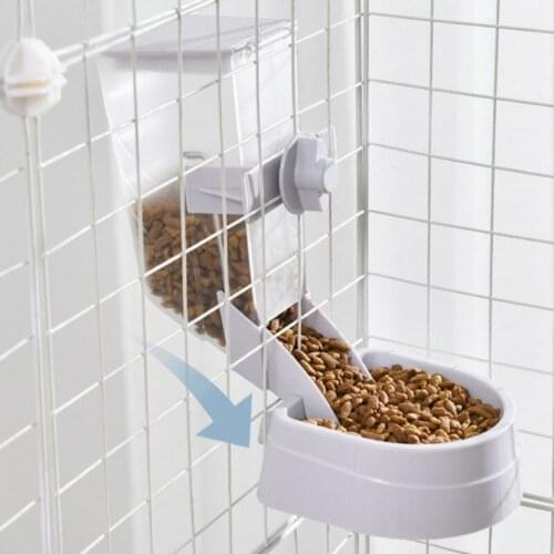 Pet Self-feeding Device Small Dog Hanging Automatic Feeder Cat Hanging Cage Feeder Gray New