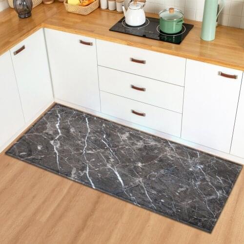 Entrance Doormat Marble Pattern Kitchen Mat Bathroom Hallway Anti-Slip Carpet Home Bedside Children Bedroom Rug Floor Decoration