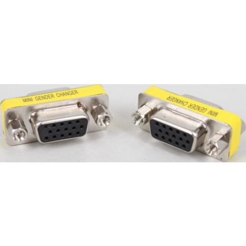 1pcs 15 pin D-Sub VGA HD SVGA Female to Female MINI Gender Changer Adapter PC VGA Female Connector F/F Cable Extend Converter
