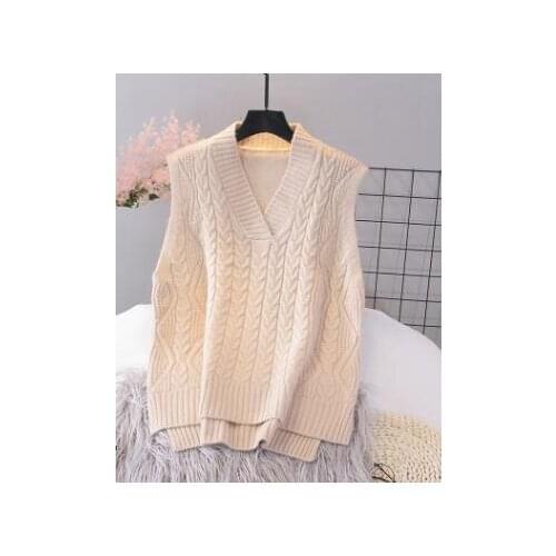 1pcs/lot Knitted Vest Woman All-match V-neck Knitted Sweater Leisure Sleeveless Female Vintage Sweater vest