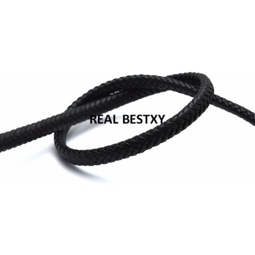 2m/lot Approx 8*5mm black flat wide leather cords for jewelry bracelets necklace making leather strands Strips Wholesale