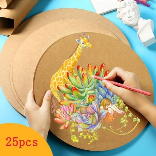 25pcs/Lot 200g Round Painting Kraft Paper 29/36cm Sketch Art Lead Thicken Cattle Cardboard DIY Handmade Card Making Craft Paper