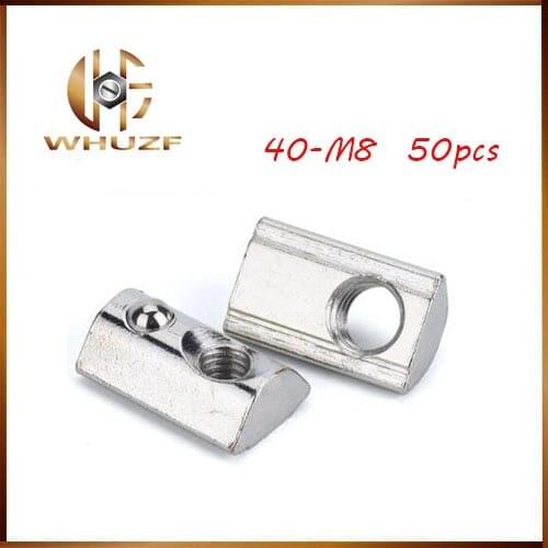 50pcs/lot M8 T Spring Nut Half Round Elasticity Spring Nut Block for 4040 Aluminium Profile