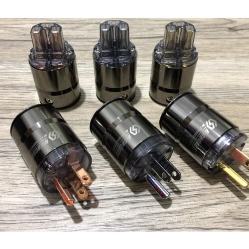 6N Pure Copper Rhodium or Gold or Pure Copper US Power Plug & IEC Plug Metal Shell