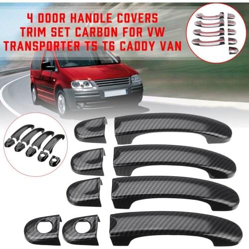 9Pcs/Set ABS Carbon Fiber Car Side Door Handle Cover Trim For VW TRANSPORTER T5 T6 CADDY VAN Car Accessories