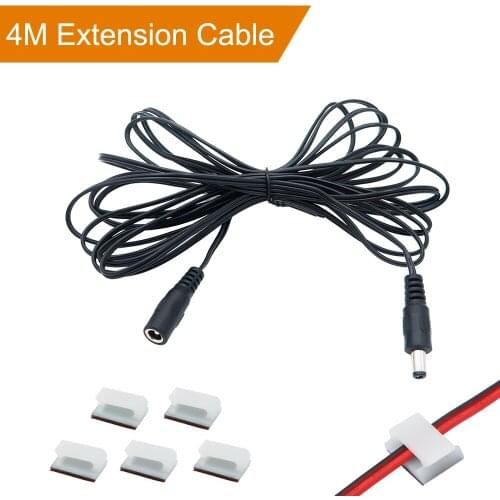 UnvarySam DC Extension Cable DC5521 Male to Female Adapter for LED Light Stripe CCTV Camera Router with Wire Holders
