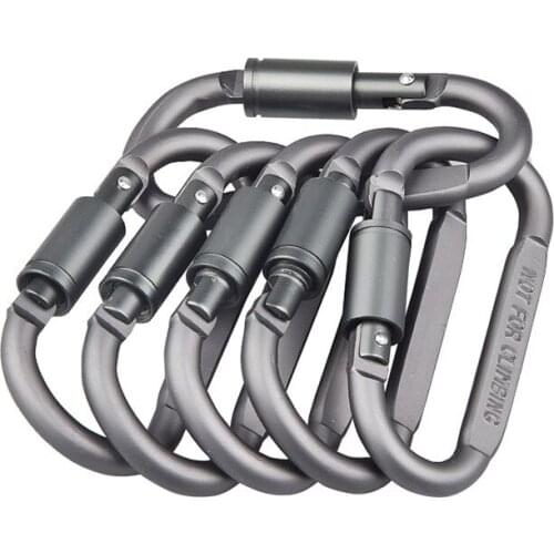 Lock Key Hang Outdoor Aluminum Hike screw Buckle Hook Clip Camp survive Clasp chain Snap Climb keychain Carabiner 2Pcs D ring