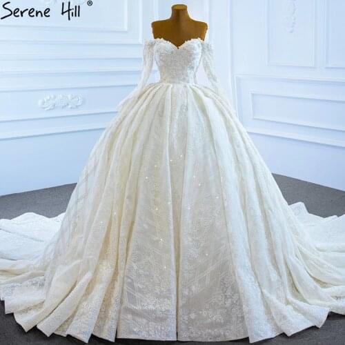 Ivory Sparkle Sexy Wedding Dresses Gowns Luxury Beading Lace Up Bridal Dress 2021 BHM67224 Serene Hill