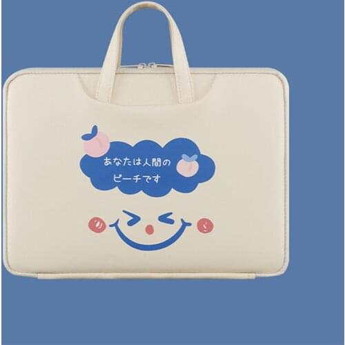 Pure And Fresh Computer Brief Portable KUMON Laptop Briefcase Cartoon Smile Face Laptop Bag For Mackbook 13 14 15.6 Inch