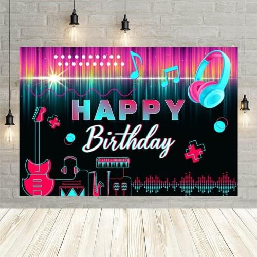 Avezano Musical Birthday Party Decoration Backdrop Banner Music Note Dance Boys Girls Photography Background Poster Photobooth