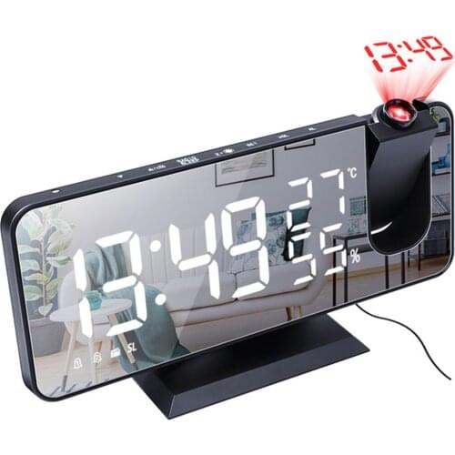 Electronic LED Projector Alarm Clock Desktop Digital Projection Alarms Smart Temperature Humidity Home Bedroom Bedside Clock