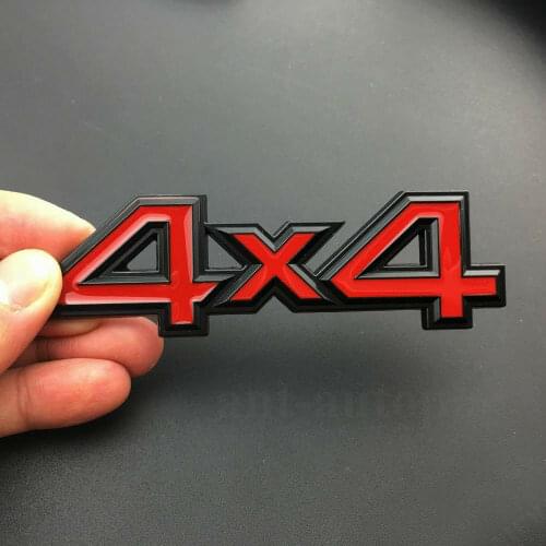 Chrome Metal Red 4WD 4x4 Car Rear Trunk Tailgate Emblem Badge Decals Sticker