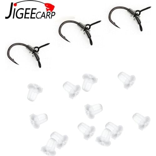 JIGEECARP 200PCS Soft Clear European Carp Fishing Hook Shank Stop Beads for Hair Chod Ronnie Rig Free Carping Running Rigs S M L
