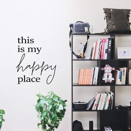 Creative My Room happy place Frase Vinyl Wall Sticker For Kids Room Removable Wall Murals Bedroom Decals vinilo frase pared