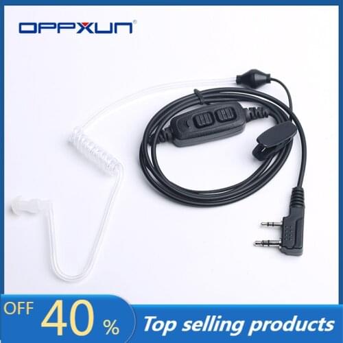 Hot Dual PTT Air Duct Earpiece With Mic Headset for Baofeng Two Way Radio UV-82 UV 82 UV82L UV-89 Walkie Talkie Earphone Headset
