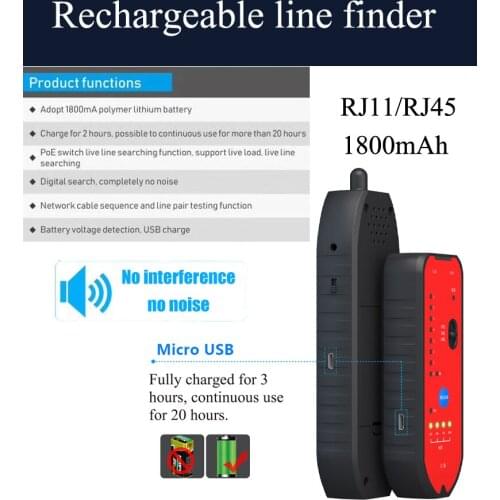Hot Sale RJ11 RJ45 Cat5 Cat6 Telephone Wire Tracker Tracer Toner Ethernet LAN Network Cable Tester Detector Line Finder