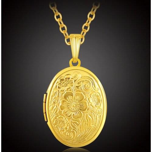 Fashion Jewelry Vintage Locket Pendant Necklace For Women Joias Ouro Gold Color Floating Charm Classic Photo India Necklaces