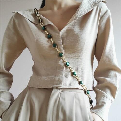 Fashion design custom length four-leaf clover resin and metal long bag accessories metal chain handle