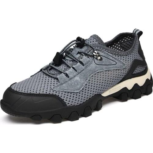 Mens Shoes Summer 2021 Breathable Mesh Shoes Mens Outdoor Hiking Boots Non-slip Sports Shoes Mesh Travel Shoes
