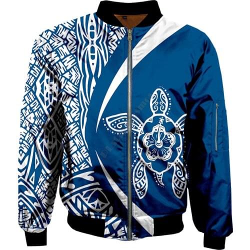 Men Women Winter Bomber Jackets Polynesian Turtle Tattoo 3D Printed Autumn Zipper Flight Jacket Casual Unisex Harajuku Coat 05
