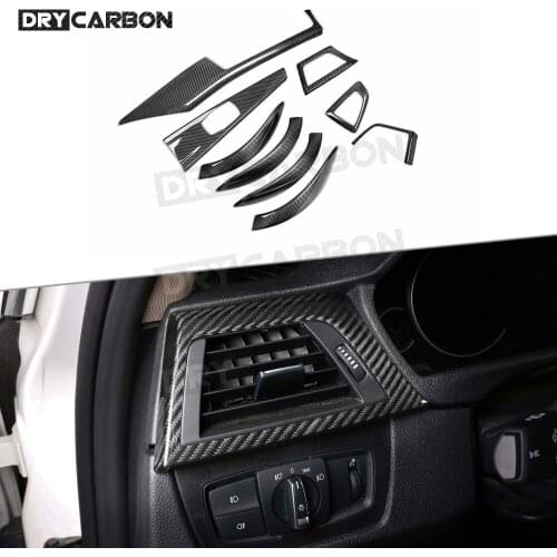 For BMW 3 Series GT F34 2016-19 F30 2013-15 Dashboard AC Air Vent Stickers Door Handle Covers Dry Carbon Fiber Interior Trim