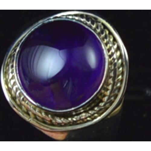 Genuine Amethyst Ring 100% 925 Sterling Silver , Size: 6.5, KR0264