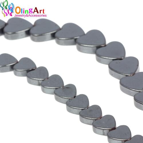 OlingArt NEW Natural Stone Black Hematite Beads heart 4 6 8 10 MM 15" Per Strand Pick Size necklace Bracelet diy jewelry making