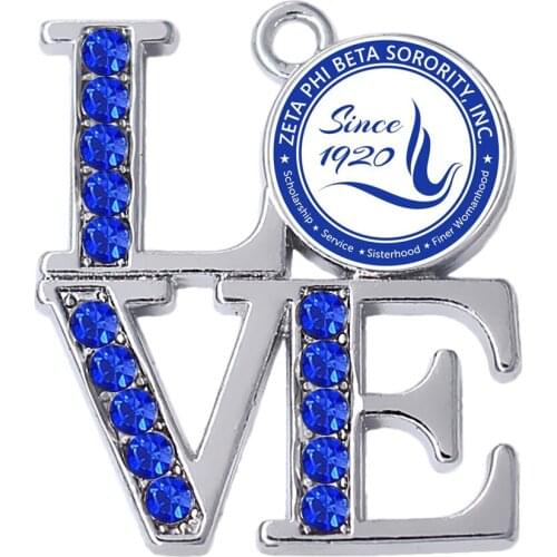 Double Nose alloy metal inlay sticker zeta phi beta charm and pendant for Greece society college student bracelet necklace DIY
