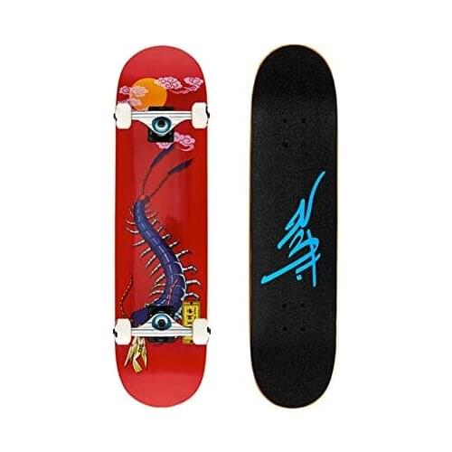 Skateboard 31" X7.5"Complete Skateboards Standard with 7 Layers Maple Wood Deck for Boys Adults,Centipede