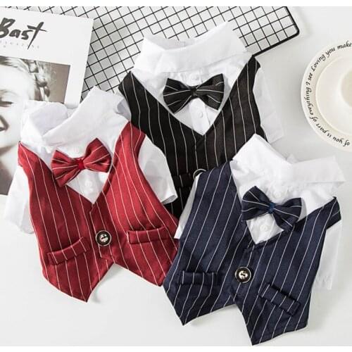 Gentleman Pet Wedding Clothes Bowtie Formal Dog Coat Jacket Dog Wedding Party Costume For Small Dogs Pet Clothing Ropa Perro #C