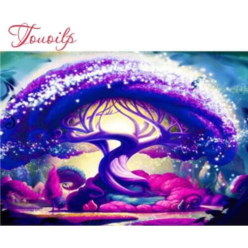 Paysage dessin arbre de vie plein diamant peinture décoration de la maison autocollants diamant broderie