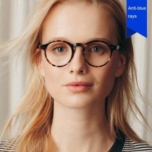Vintage Classic Round Eyeglasses Frame Blue Light Blocker Glasses for Women Men Anti Eye Strain Headache Transparent Full Rim