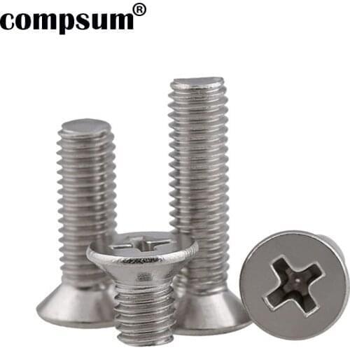 Compsum 304 stainless steel screw cross countersunk head flat head screw machine screw M3 M4 M5