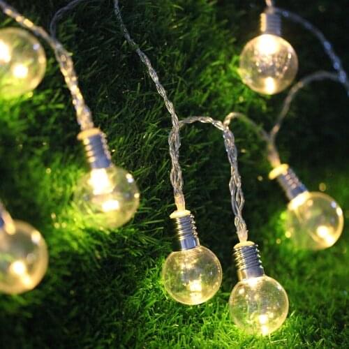YIYANG 2.5M 5M 20/40 LED 3cm Balls 3AA Battery Fairy String Lights Transparent Lamp Wedding Party Holiday Bulbs Garland Lights
